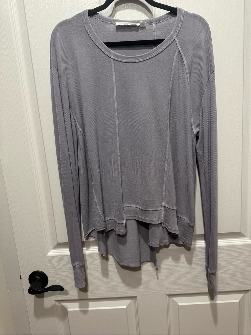 Wilt Light Gray Long-Sleeve Scoop Neck Top